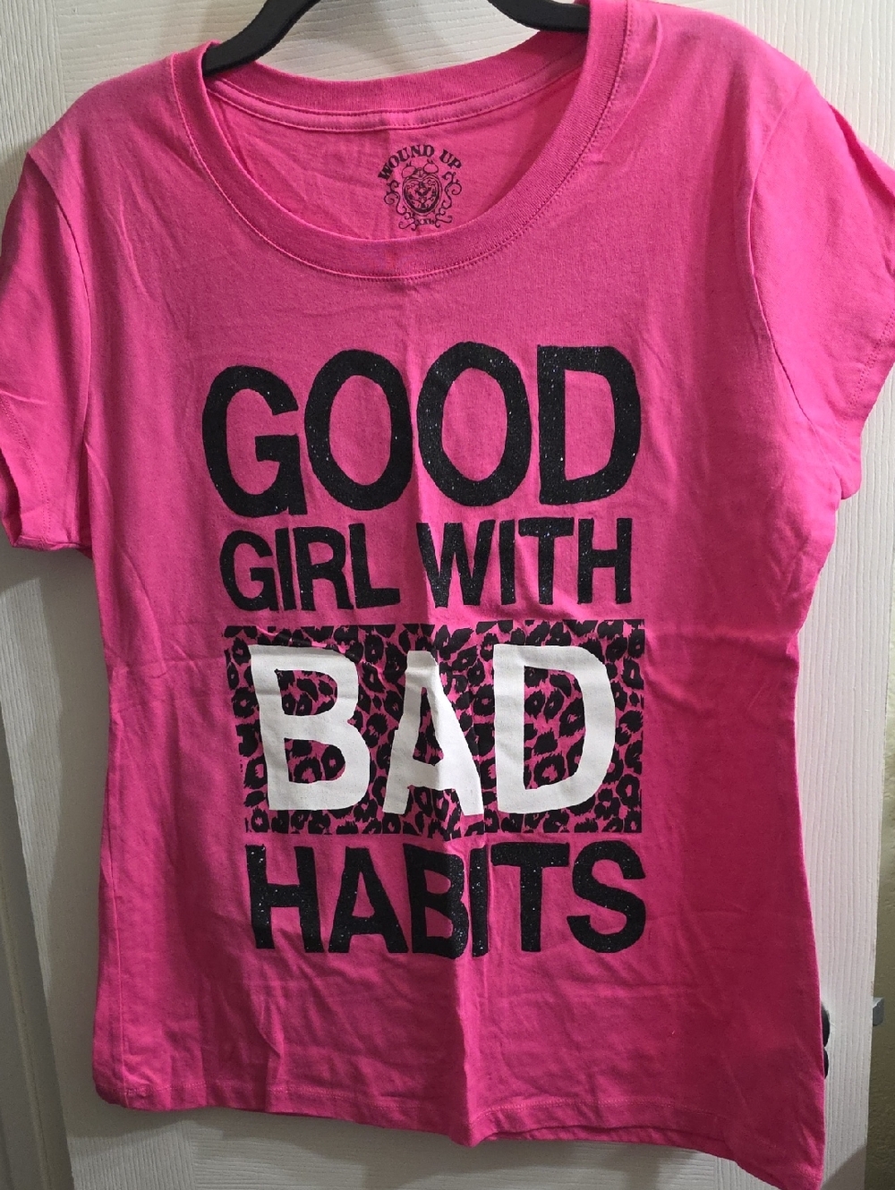 Wound Up Hot Pink 'Good Girl With Bad Habits' Graphic Tee Size XXL